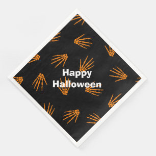 Servilleta De Papel De Cena Feliz Halloween Fiestas modernos Naranjas huesos