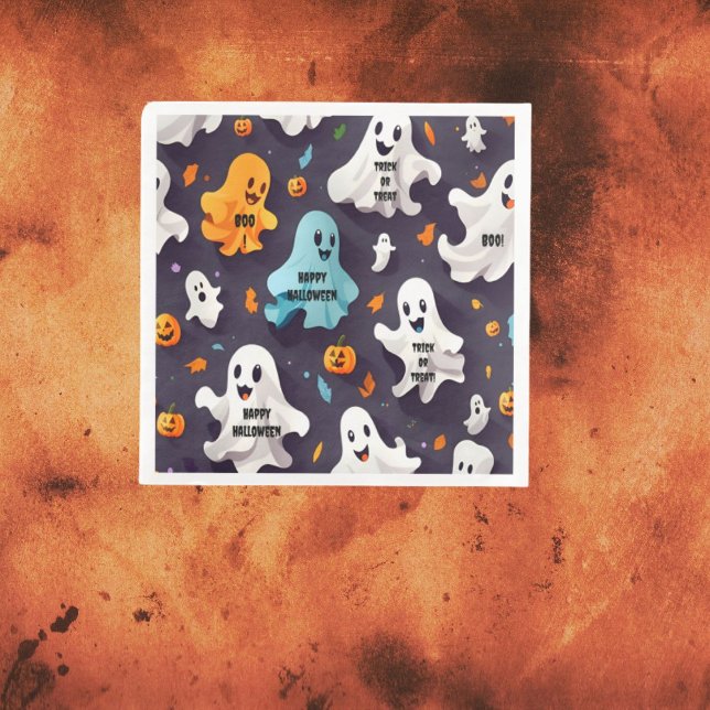 Servilleta De Papel De Cena Feliz Halloween Mini Fantasmas (Subido por el creador)