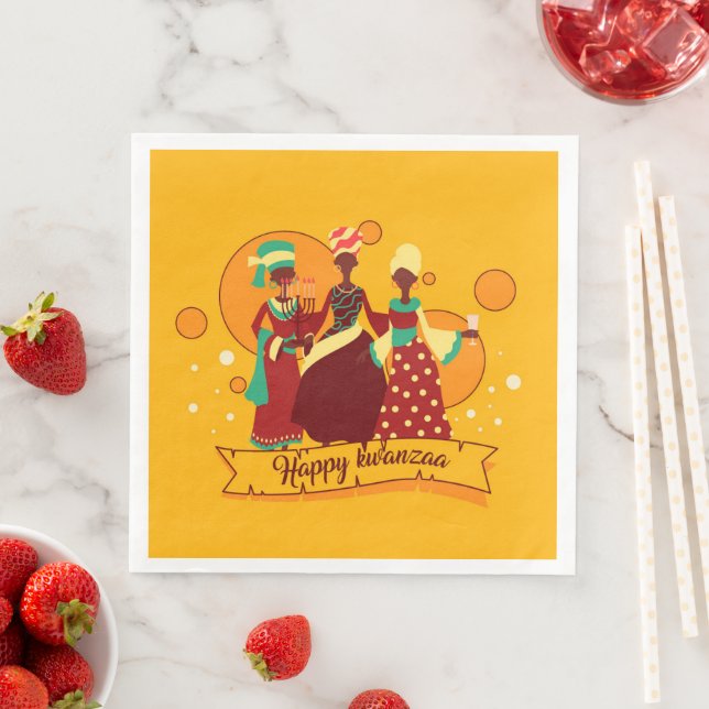 Servilleta De Papel De Cena Feliz Kwanzaa 3 Damas de Amarillo (In situ)