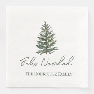Servilleta De Papel De Cena Feliz Navidad-Árbol de Navidad y Luces Feliz