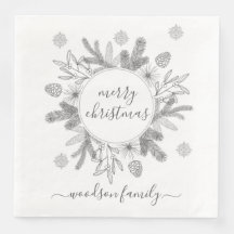 Feliz Navidad Boughes Pine Holly Wreath