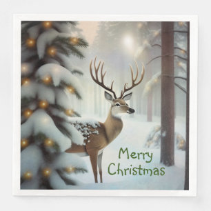 Servilleta De Papel De Cena Feliz Navidad Deer