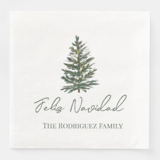 Servilleta De Papel De Cena Feliz Navidad-Merry Christmas Tree and Lights