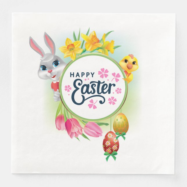 Servilleta De Papel De Cena Feliz Pascua  (Anverso)