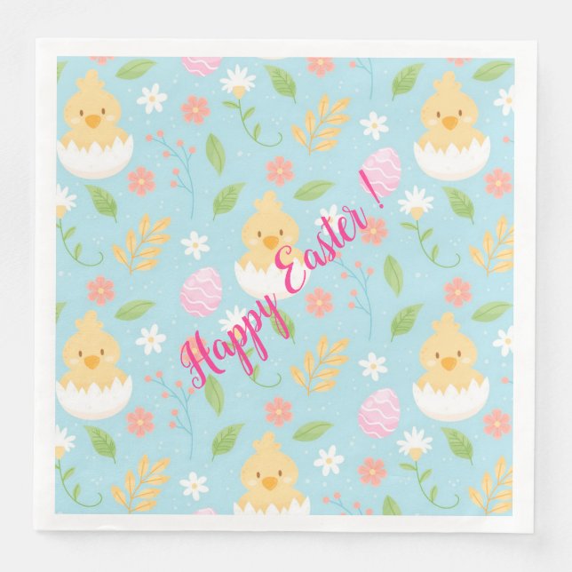 Servilleta De Papel De Cena Feliz Personalizar Pollo de Pascua (Anverso)