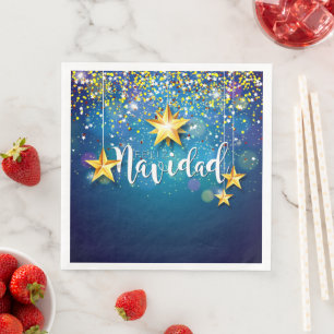 Servilleta De Papel De Cena Felize Navidad Gold Stars Navidades