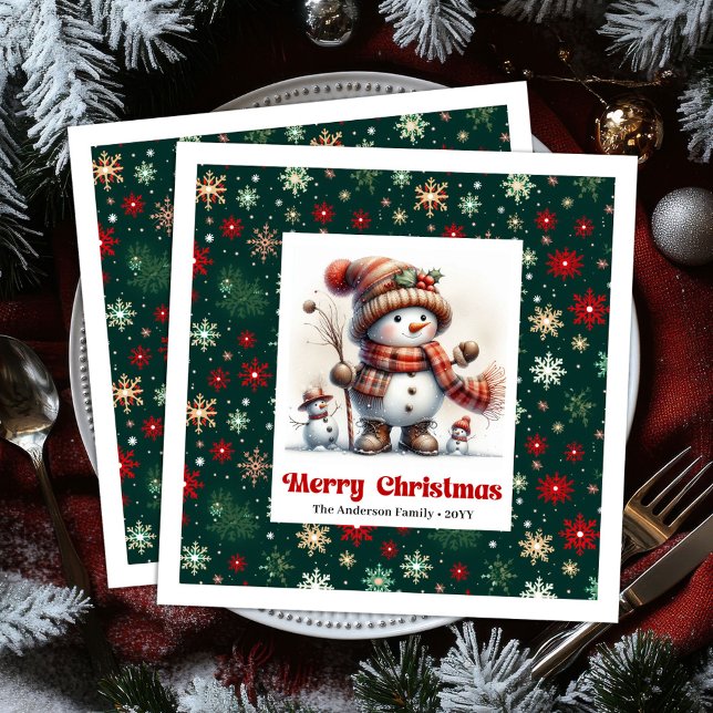 Servilleta De Papel De Cena Festive Christmas Snowman Napkins Editable Kids  (Festive Christmas Snowman Napkins Editable Kids Style Party

)
