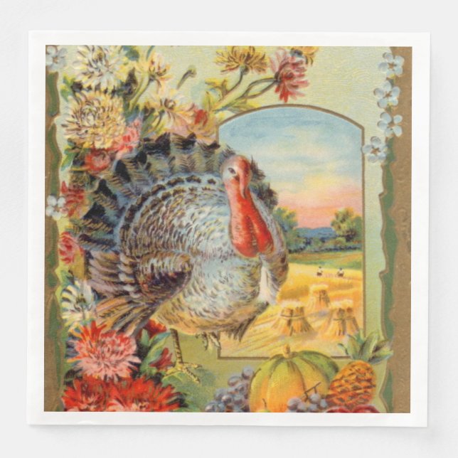 Servilleta De Papel De Cena Festividad de pavo fresco (Anverso)