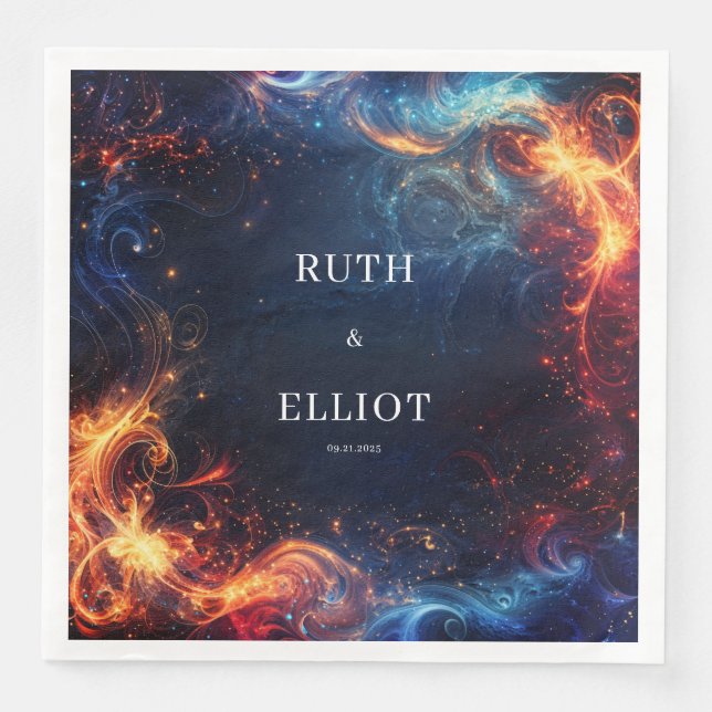 Servilleta De Papel De Cena Fiery Galaxy Boda Napkins (Anverso)