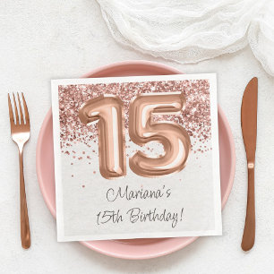 Servilleta De Papel De Cena Fiesta de 15 años en Rose Gold