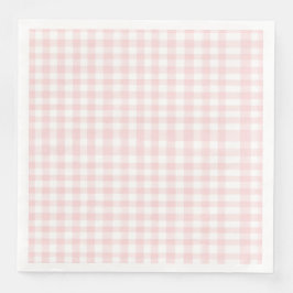 Servilleta De Papel De Cena Fiesta de bebé preppy con lazo rosa y cuadros ging