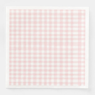 Servilleta De Papel De Cena Fiesta de bebé preppy con lazo rosa y cuadros ging