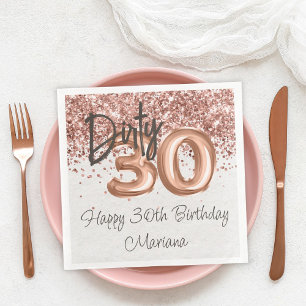 Servilleta De Papel De Cena Fiesta de cumpleaños 30 en Rose Gold