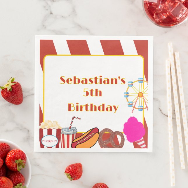 Servilleta De Papel De Cena Fiesta de cumpleaños del carnaval clásico personal (In situ)