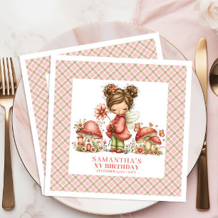 Servilleta De Papel De Cena Fiesta de Cumpleaños Floral Rosa Soñadora Hada