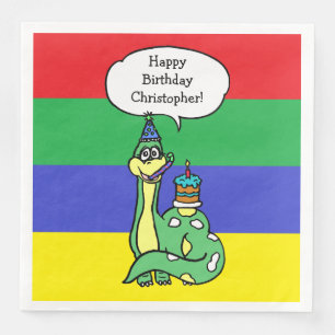 Servilleta De Papel De Cena Fiesta de Cumpleaños Personalizada de Dinosaurio p