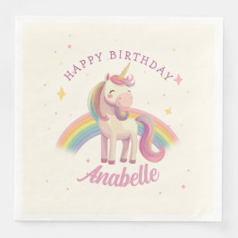 Servilleta De Papel De Cena Fiesta de cumpleaños Rainbow Unicorn de color acuá