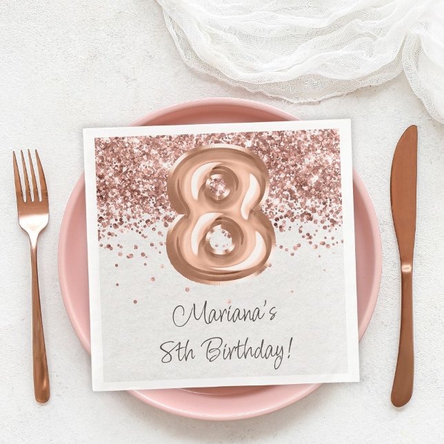 Servilleta De Papel De Cena Fiesta de cumpleaños Rose Gold 8 (Subido por el creador)