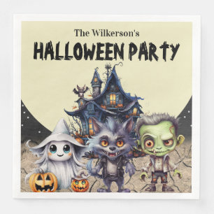 Servilleta De Papel De Cena Fiesta de disfraces de Halloween y casa embrujada