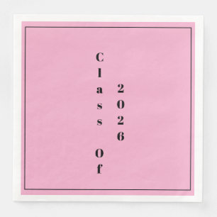 Servilleta De Papel De Cena Fiesta de Graduación Clase 2026 Rosa Negro