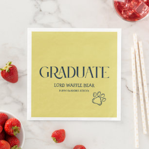 Servilleta De Papel De Cena Fiesta de Graduación de Perro Foto de Mascota Azul