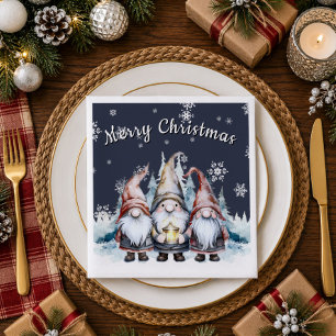 Servilleta De Papel De Cena Fiesta de la Familia de Gnomo Navideño Caprichosa