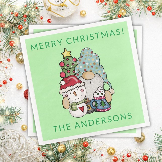 Servilleta De Papel De Cena Fiesta de Navidades de Gnome Snowman (Subido por el creador)