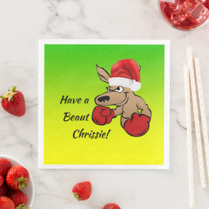Servilleta De Papel De Cena Fiesta de Navidades Kangaroo Santa Australian