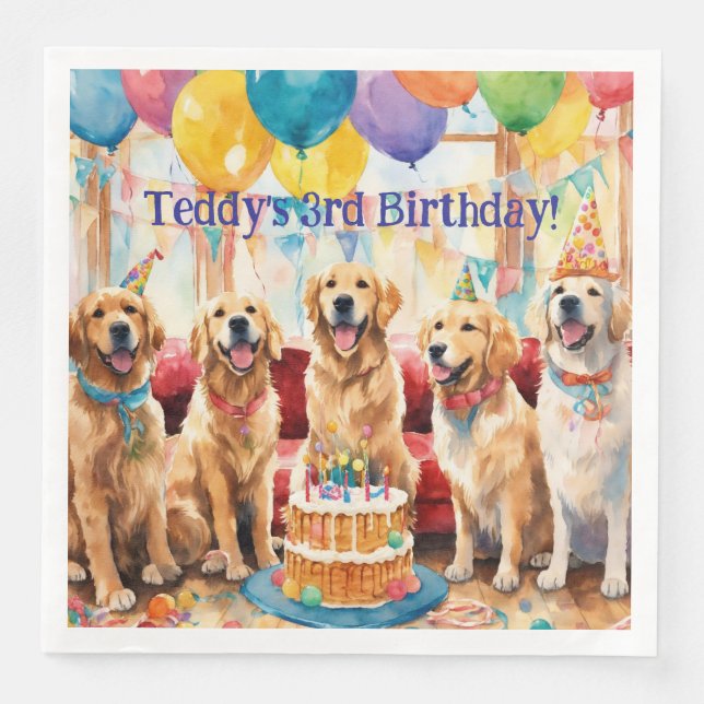 Servilleta De Papel De Cena Fiesta de perro (Anverso)