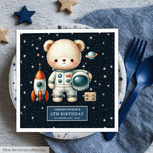 Servilleta De Papel De Cena Fiesta de Teddy Astronauta Personalizado Napkins B