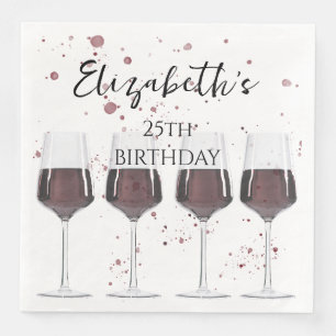 Servilleta De Papel De Cena Fiesta de vino tinto acuarela