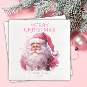 Servilleta De Papel De Cena Fiesta del Papá Noel Rosa