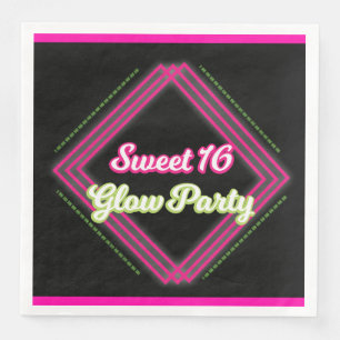 Servilleta De Papel De Cena Fiesta Glow Cumpleaños 16