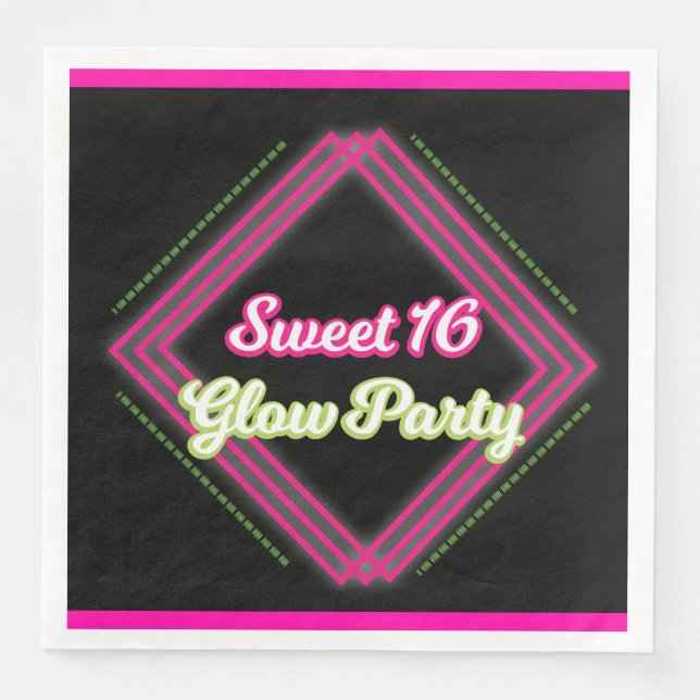 Servilleta De Papel De Cena Fiesta Glow Cumpleaños 16 (Anverso)