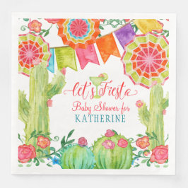 Servilleta De Papel De Cena Fiesta Margarita Baby Shower Watercolor Cactus