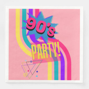 Servilleta De Papel De Cena Fiesta Retro Años 90 Cumpleaños Nostálgico Rosa