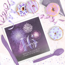 Servilleta De Papel De Cena Fireworks Sweet 16 Purple ID984