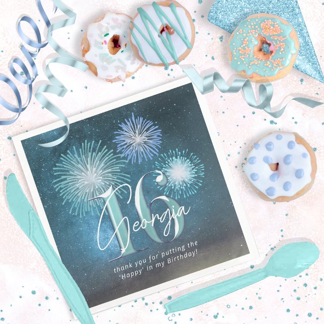 Servilleta De Papel De Cena Fireworks Sweet 16 Teal ID984 (Subido por el creador)