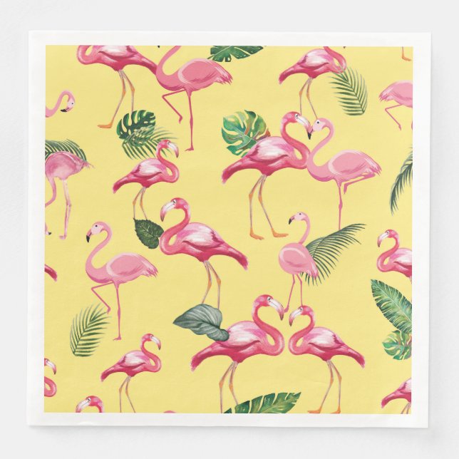 Servilleta De Papel De Cena Flamingos Aman Patrón 3 (Anverso)