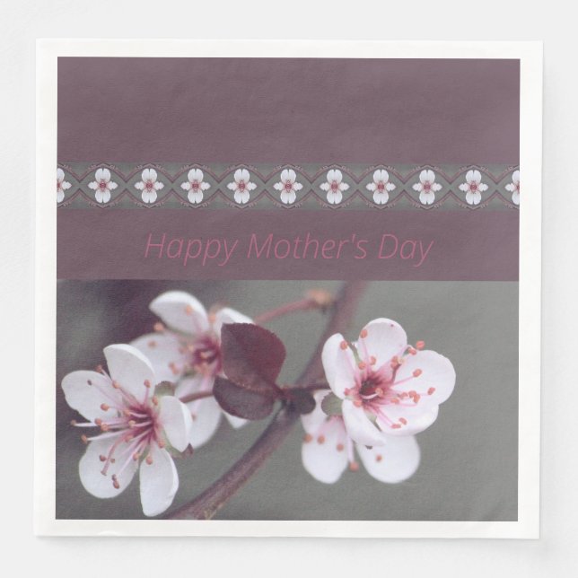 Servilleta De Papel De Cena Flor Blanca Floral (Anverso)