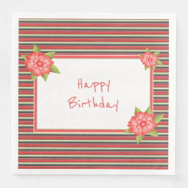 Servilleta De Papel De Cena Flor de coral decorativa acentuada