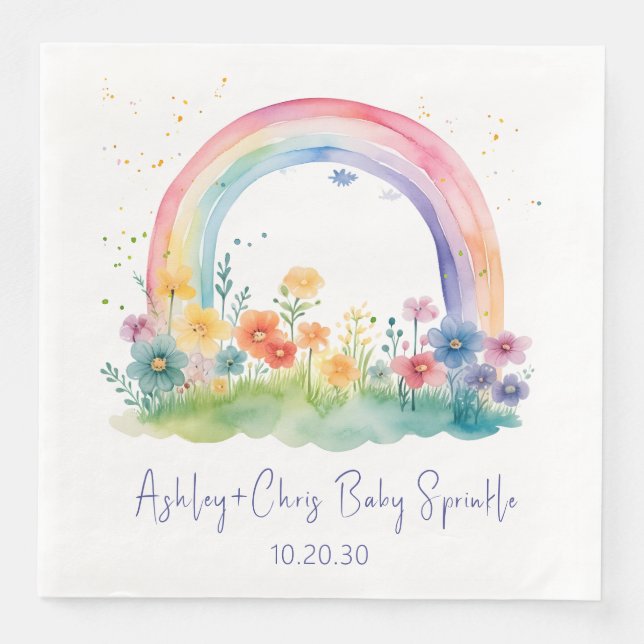 Servilleta De Papel De Cena Flor silvestre Rainbow Baby Girl Sprinkle (Anverso)