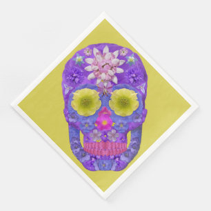 Servilleta De Papel De Cena Flor Skull 5