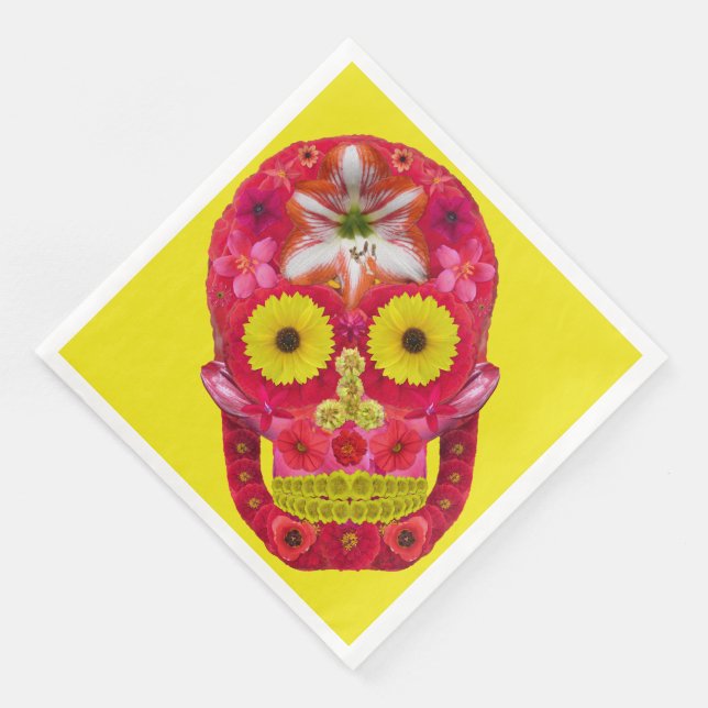 Servilleta De Papel De Cena Flor Skull 6 (Esquina)