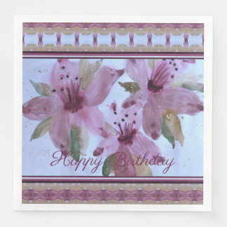 Servilleta De Papel De Cena Flora rosa acuarela