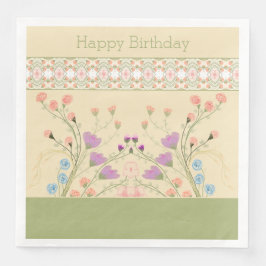 Servilleta De Papel De Cena Floral Acentuada con verde