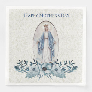 Servilleta De Papel De Cena Floral azul   Señora de la gracia   Virgen María  