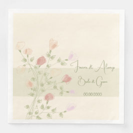 Servilleta De Papel De Cena Floral Elegante Con Verde Suave