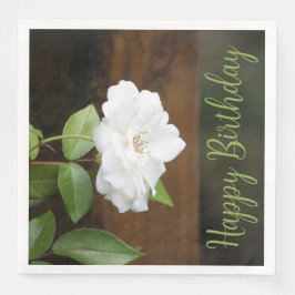 Servilleta De Papel De Cena Floral Elegante Con Verde Y Blanco