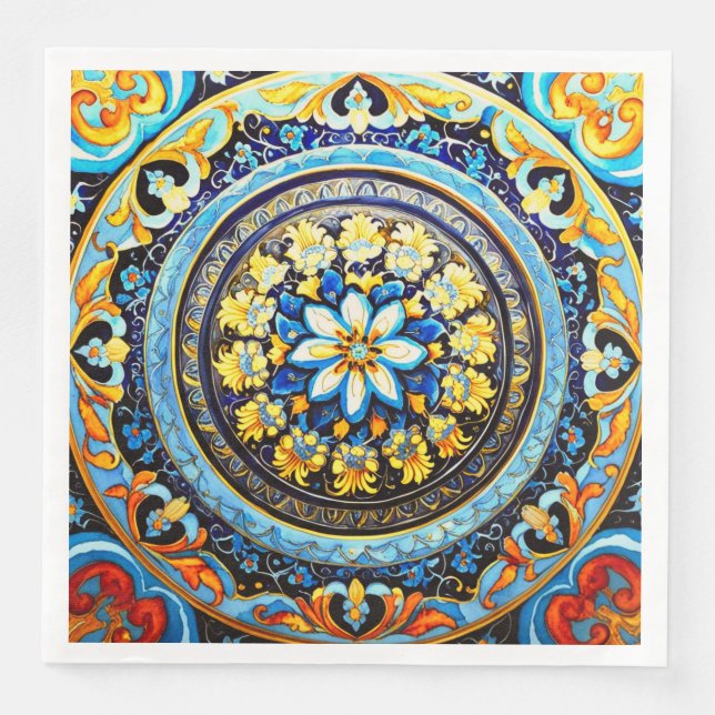 Servilleta De Papel De Cena Floral mallónica española de origen romano (Anverso)